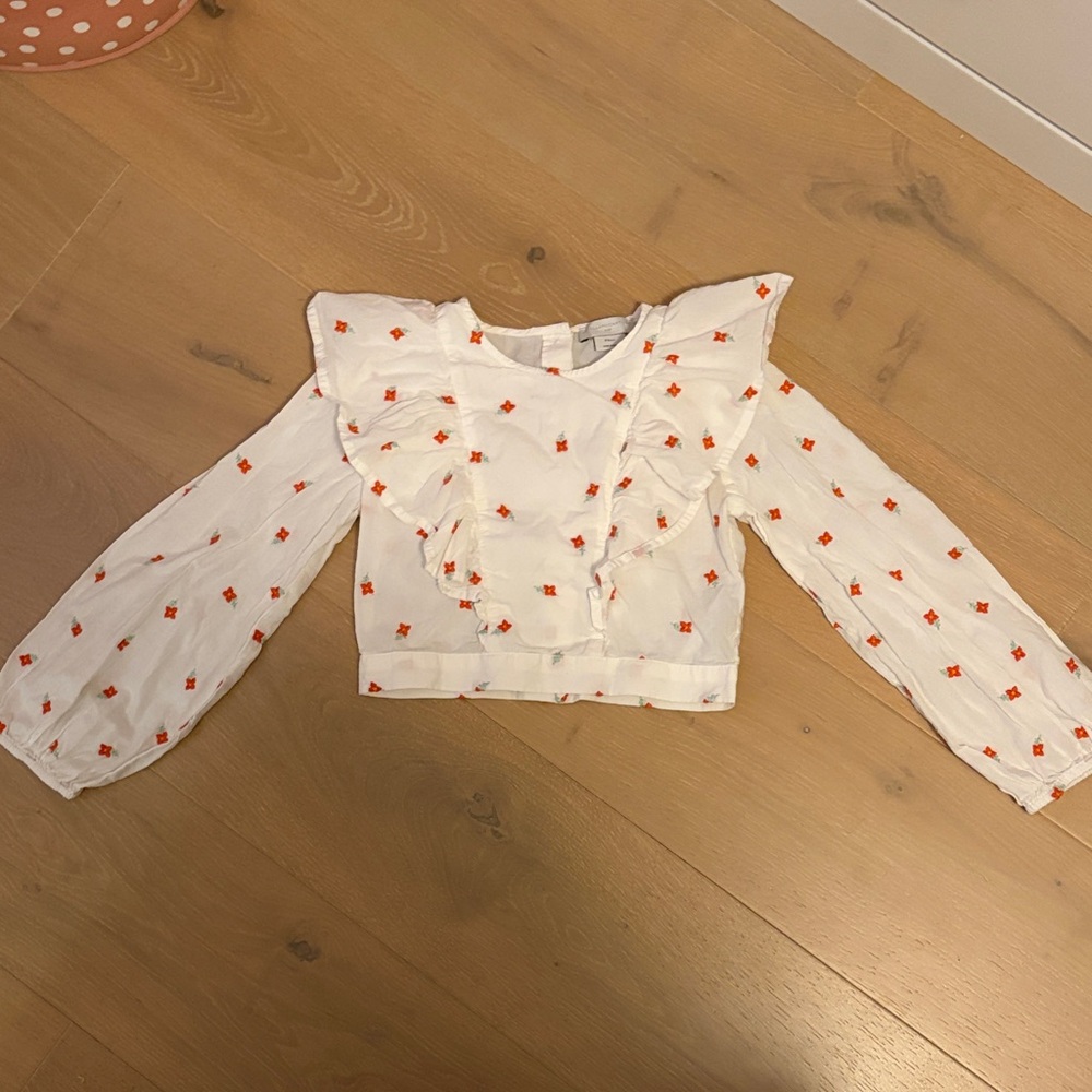 Stella McCartney Kids White Blouse with Orange Floral Accents